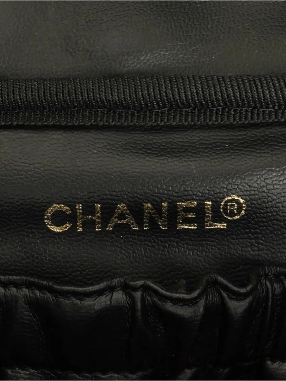 CHANEL Black Quilted Vanity Case with Gold Hardware